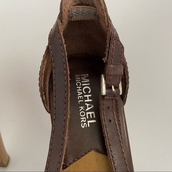 MICHAEL Michael Kors Brown Leather Wood Heels - Picture 8 of 10